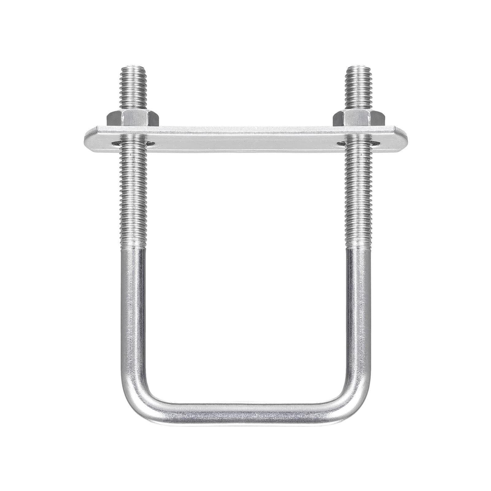 TOP-VIGOR 8 sets M6 Square U-Bolts, 40mm Inner Width 80mm Length 304 Stainless Steel U-Bolts with Nut, Plate for Building Installations Mechanical Parts Connection Cehicles Ships — image 1