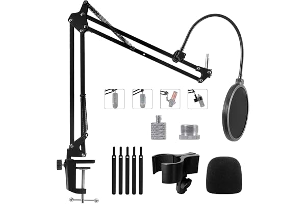 Microphone Stand Boom Arm for Blue Yeti, Nano, SM7B, Fifine K688 K669B, AT2020 and Other Mic, Adjustable Suspension Desk Mic
