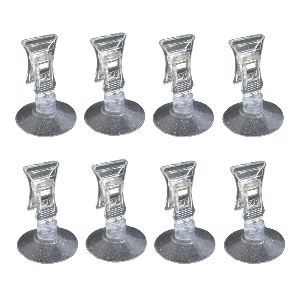 MIGUOSJIAONE 8-piece transparent mini suction cup clip - POP price display rack, suitable for retail signs, glass windows, mirrors - strong adhesion hook free installation clip