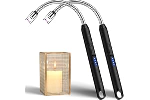 LcFun 2 Pack Candle Lighter Windproof USB C Rechargeable Electric Lighters with 360° Flexible Neck & Safety Lock, Christmas Stocking Stuffers Gifts, Flameless Long Lighters for Candle Grill, BBQ