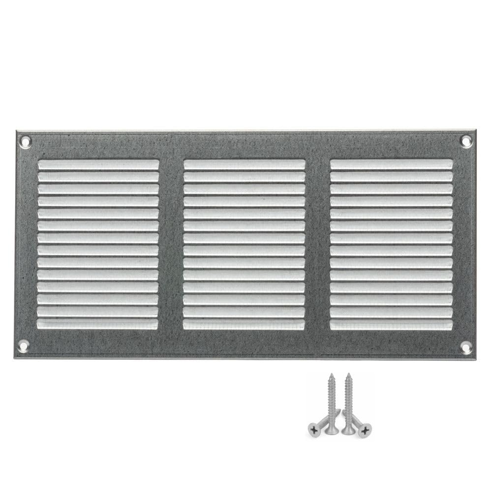 LIRAST 300x150mm Vent Cover Galvanised Steel - 12x6 inch Wall Vent Cover with Insect Mesh - Ceiling Soffit Vents - External Vent Cover - Metal Ventilation Grilles - Air Vent Covers for Walls