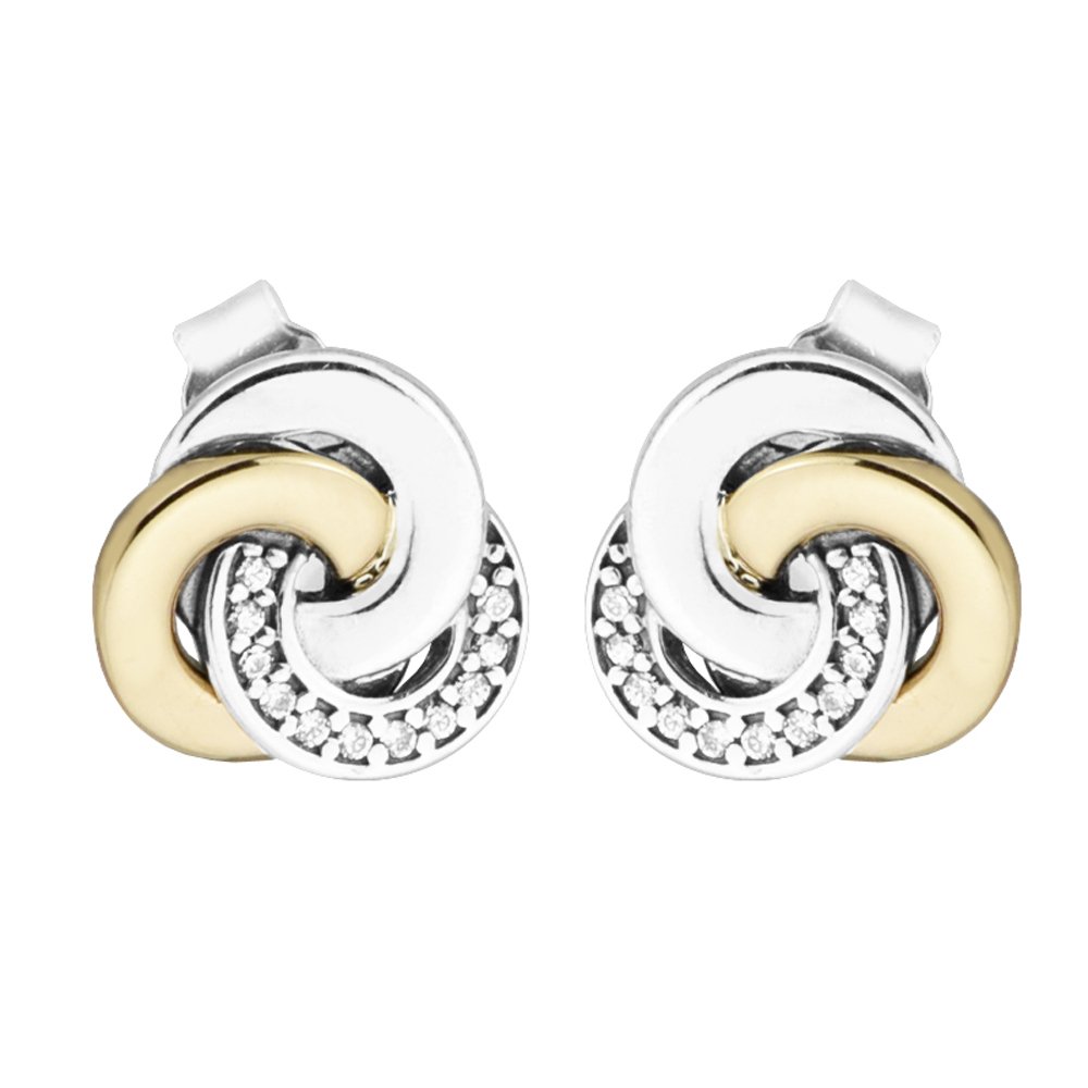 PANDOCCI 2017 Spring Fashion Authentic 925 Sterling Silver Interlinked Circle Stud Earrings for Women Jewelry