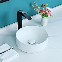 Davivy 12.2'' Small Round Vessel Sink with Pop Up Drain,Small Bathroom Vessel Sinks,Bathroom Sinks Above Counter,White Vessel