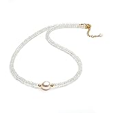 Gempires Gemstone Beaded Necklace with Freshwater Pearl Choker Style Jewelry Hypoallergenic Non Tarnish Gold Plated Crystal Beads Necklaces For Women