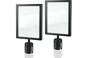 2 Pack Stanchion Sign Holder, Stainless Steel Stanchion Sign Holder, Heavy Duty Black Vertical Display Frames for Crowd Contr