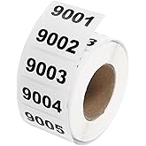 uxcell 1 Roll Inventory Number Sticker, 9001-10000 Consecutive Numbered Labels Self Adhesive Waterproof Labels Tag for Storage Classification Supplies (1.6x0.8 Inch)