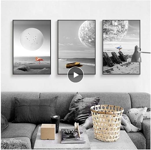 Cuadro De Pared Con Diseno De Luna Llena Y Posteres Y Impresiones