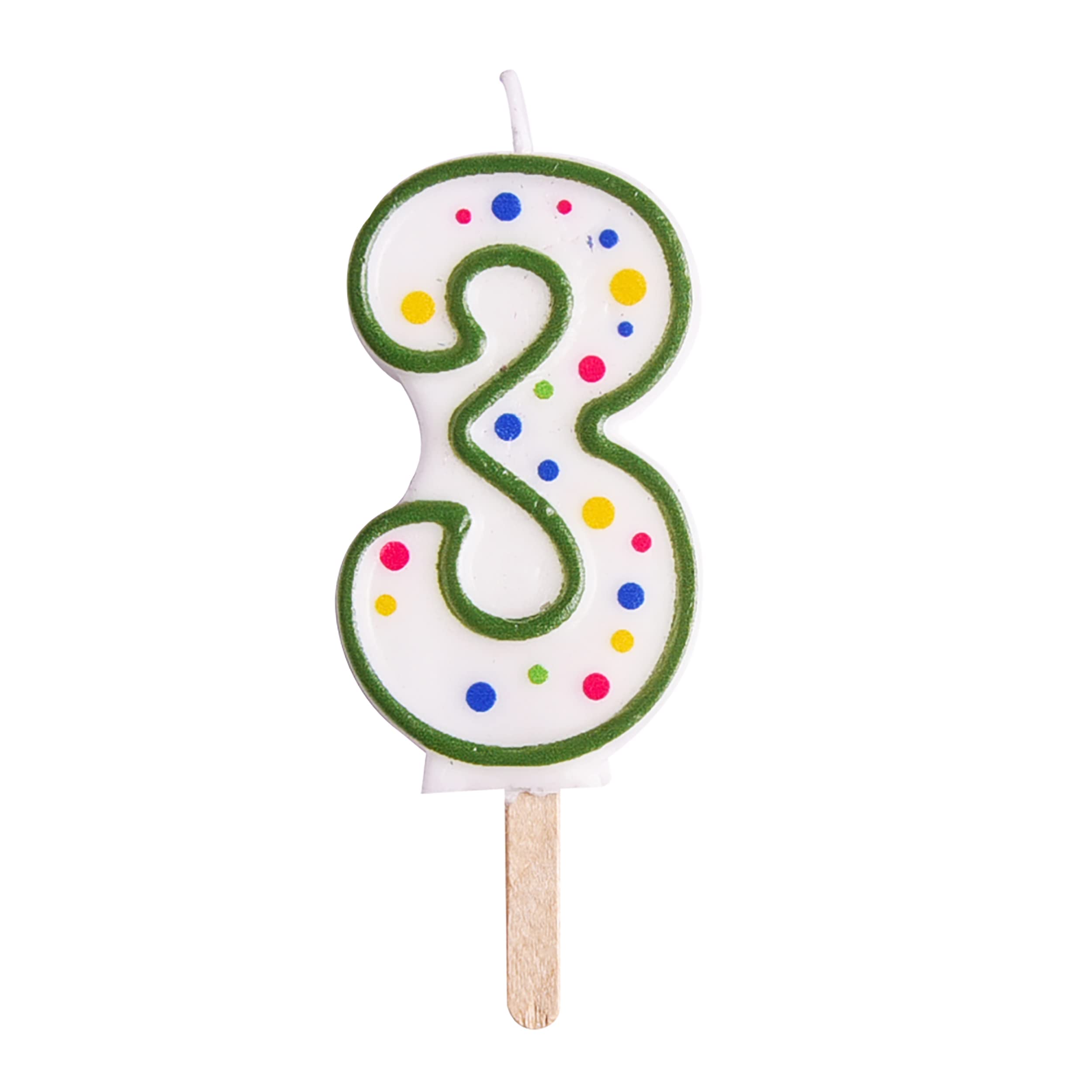 PME Cake Green Polka Dot Birthday Candle | Number 3 Large Size