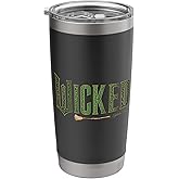 Wicked Movie Logo Elphaba Green And Gold Broom Stainless Steel Insulated Tumbler