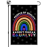 LAGZDFC People Of Quality Don't Fear Equality Garden Flag, Double Sided Farmhouse Lawn Outdoor Decor Yard Flags Gifts, LGBT Rainbow Garden Flag, Progress Pansexual Banner Pride Month Gifts