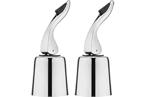 BETTFOR Wine Stoppers for Wine Bottles with Stainless Steel Vacuum Wine Bottle Stopper with Silicone Reusable Wine Corks, Leak proof Keep Fresh Suitable for Red&White Bottle (Silver, 2 Pack)