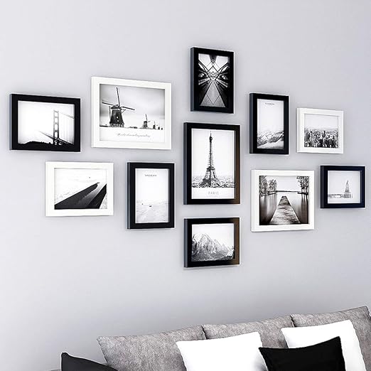 Amazon Com 11pcs Photo Wall Frame Black And White Architecture Photo Frames Collage For Wall Removable Wall Photos Frames For Living Room Bedroom Home Decor Multi Photo Frame For Wall 8pcs 5x7