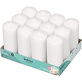 BOLSIUS 12 White Pillar Candles - 2.7 x 6.7 Inches Unscented Candle Set - 62 Hours - Dripless & Smokeless Clean Burning Dinner Candles