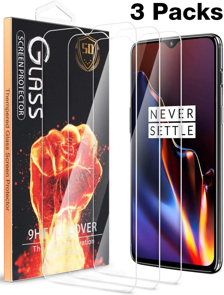 Fnova [3 Pack] for Oneplus 6T Screen Protector Tempered Glass, 9H Hardness Shield Anti Scratch Bubble Free High Definition Clear Case Friendly Guard Film - Lifetime Replacement Warranty