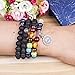 PWMEN Lava Bracelet,Mala Beads OM Buddha Pendant 7 Chakra Tibetan Buddhist Lava Rock Essential Oil Diffuser Meditation Wrap Necklace Bracelets(Lava,OM Buddha)