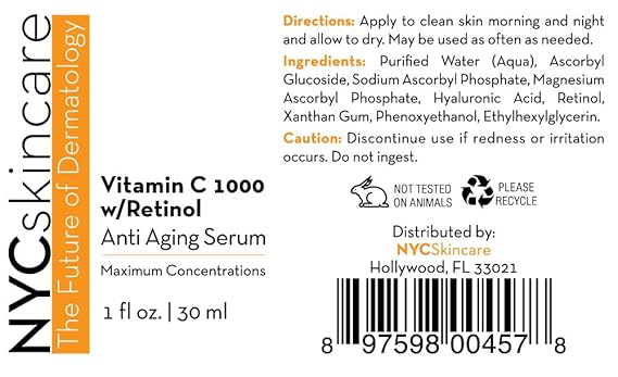 nyc skincare vitamin c 1000 serum with retinol