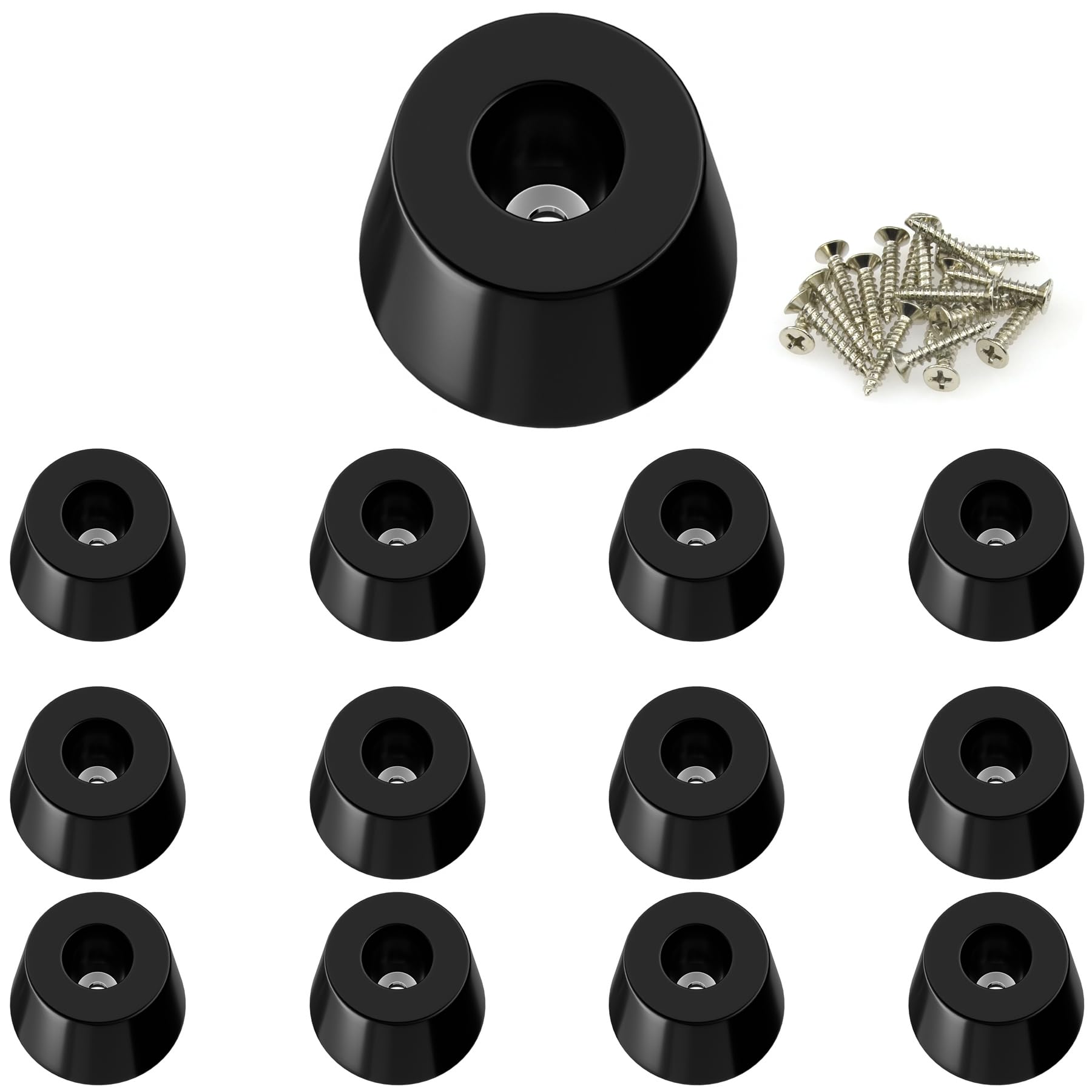 12 PCS Round Rubber Furniture Feet Pads with Screws,Table Leg Pads,Rubber Ends for Chair Legs (12, 32 x 25 x 20mm)