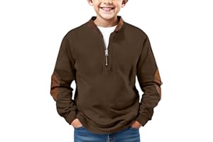 GENERIC Boys Long Sleeve Shirts Kids Quarter Zip Sweatshirt Soild Casual Pullover Shirt Outdoor Fall Clothes for Teen Boy