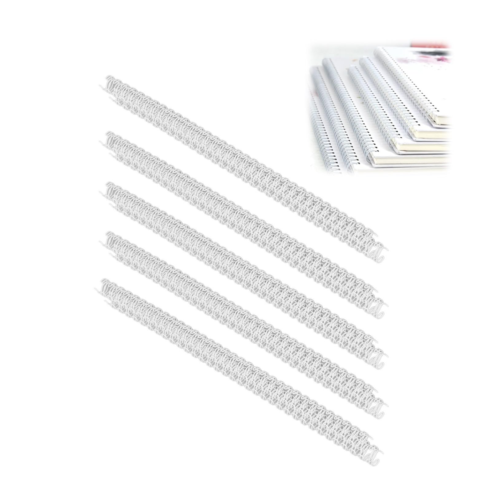 100Pcs Double Loop Wire Binding Spines 34 Teeth Binding Spines Combs Ring Coils 3:1 Pitch 7.9mm Diameter 40 Sheet Capacity Loop Spiral Binding Coil Spiral Notebook (White)