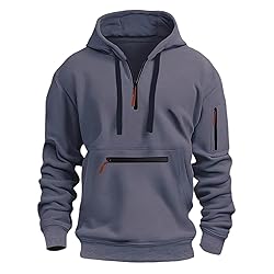 Quarter Zip Pullover Men Long Sleeve Workout Hoodie