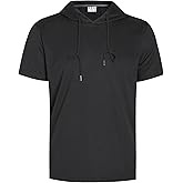 Pullonsy Men's Short Sleeve Hoodies Workout Gym Hooded T-Shirts Athletic Pullover Lightweight Sweatshirt