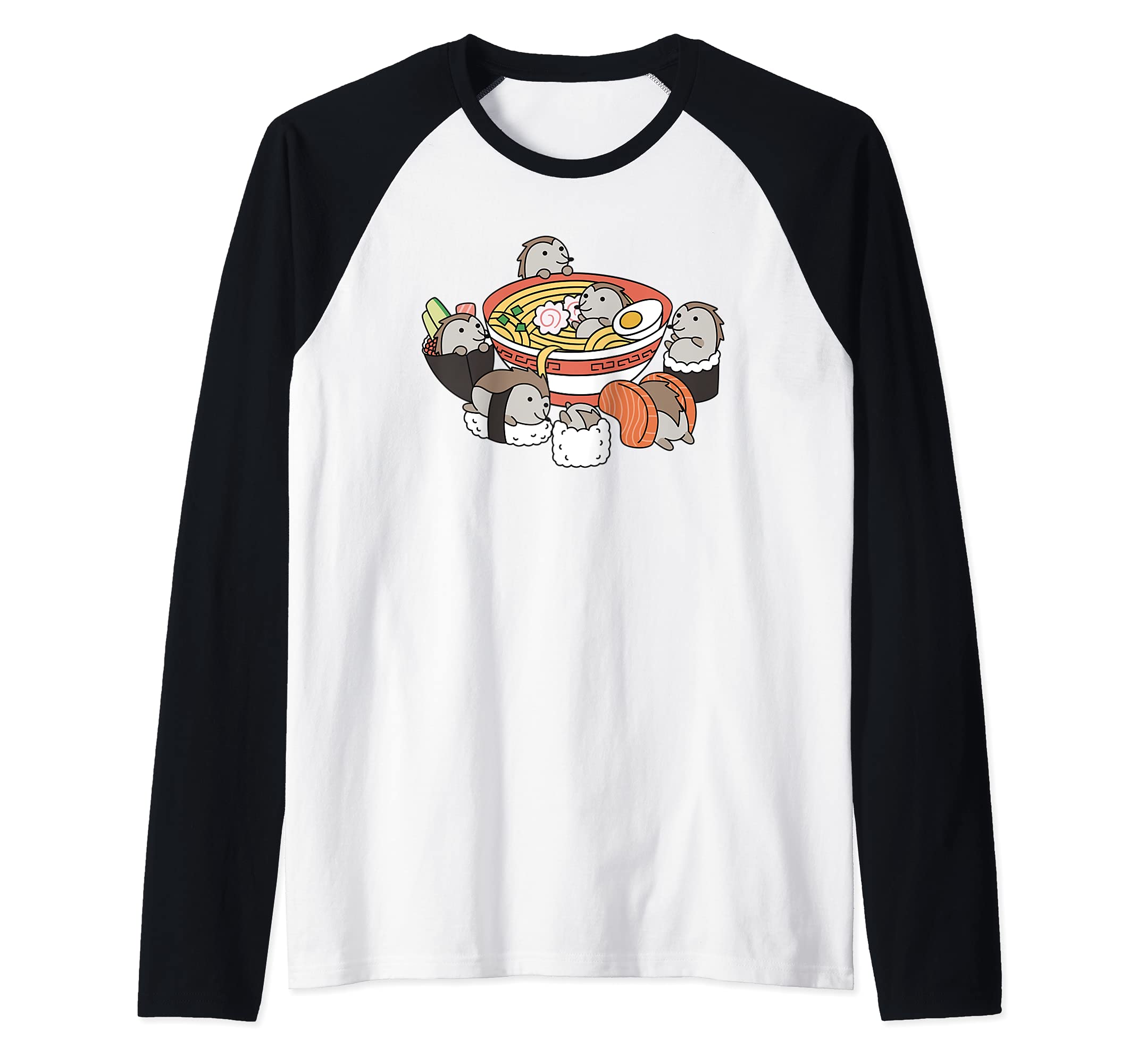 Ramen Sushi Hedgehog Pet Raglan Baseball Tee