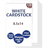 100 Sheets White Cardstock 8.5 x 14, 80lb Cardstock Printer Paper | Heavyweight Legal Card Stock for Business Cards, Art Projects, Invitations and Printing
