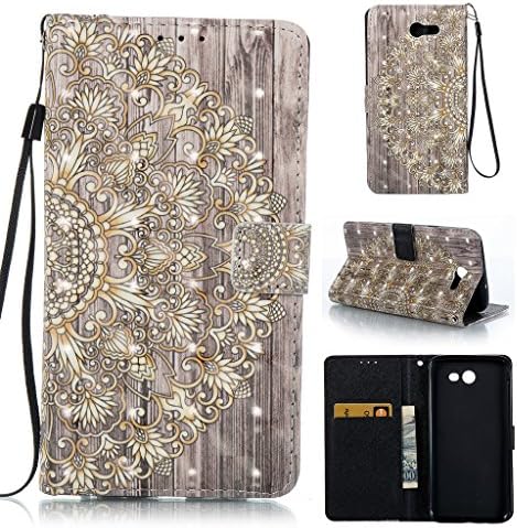 Galaxy J7 V Case, Galaxy J7 Sky Pro Case, Galaxy J7 Perx Case, Galaxy J7 2017 Case, Everun [Kickstand][Flip][Slim Fit] Premium PU Leather Protective Flip Wallet Leather Case
