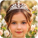 Kilshye Rhinestone Princess Tiara Silver Flower Tiaras Headband Crystal Prom Crown Hair Accessories for Girls (Silver, One Size)