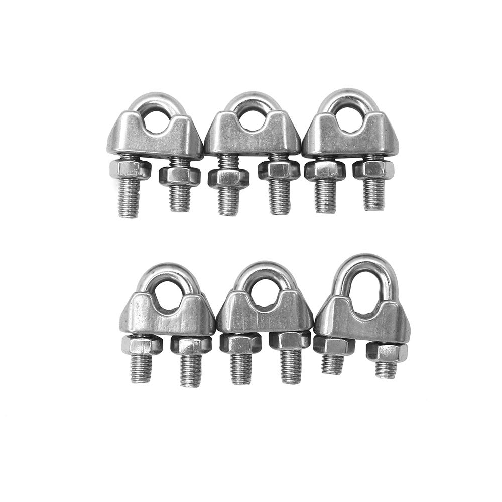 POFET 6Pcs M12 304 Stainless Steel U Clamps Wire Rope Clip Cable Clamp for Wire Ropes and Industry Household Shipping