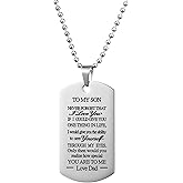 VIMIEW To My Son Dog Tag Pendant Mens Inspirational Chains Necklace Gift For Son From Dad Mom,Christmas Mother's Day Birthday Mitzvah gift for Men Teen Boys.