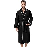 IGOLUMON Men's Robe, Unisex Bathrobe with Pockets, Full-Length Kimono Robes for Women Men Soft Robe Sleepwear