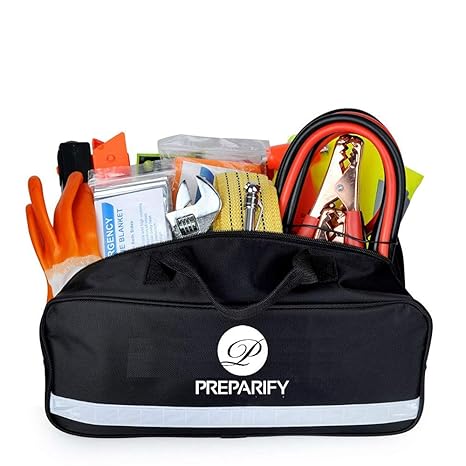 Preparify Auto-Notfall-Set mit Starthilfe, Abschleppseil, Warndreieck, Sicherheitsweste und mehr Ideales Zubehör für Ihr Auto