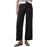 Eddoyee Womens Wide Leg Ankle Pants, High Waisted Straight Leg Stretch Casual Elastic Waist Cropped Pants