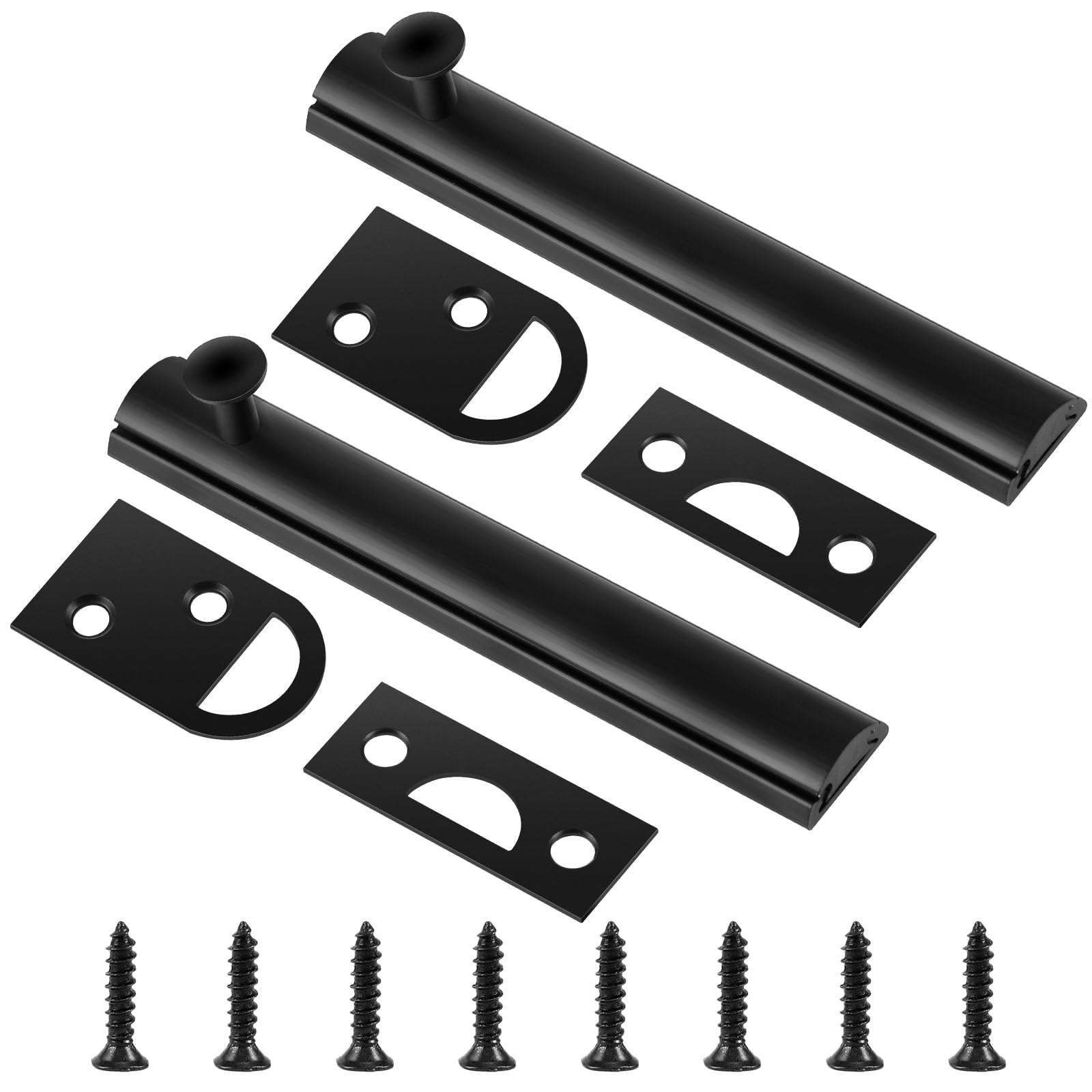 Photo 1 of Lothee 2 Pcs Solid Brass Surface Bolt Door Bolt Latch Hardware Security Lock Slide Latches for Top of Door Slide Lock(Black,6 Inch)