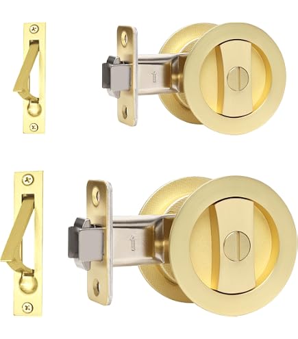 Dontay 2-Pack Round Pocket Door Lock & Pull - Privacy Latch, Color Coded, 2-3/8" Backset - View #5