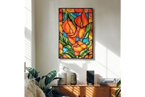 ROCKY&CHAO Latch Hook Rug Kit, DIY Latch Hook Painting Tulips Rug Making Kit for Adults Kids, Painting Tulips Cross Stitch Kit Carpet Making Cushion Needlework for Beginners, Home Decor, 60×40 cm