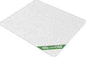 100pointONE Office Chair Mat for Carpet- 45" x 53" Studded Desk Chair Mat for Low Pile Carpeted Floors, Plastic Floor Mat for Office Chair Over Carpet