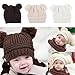 AStorePlus® Baby Kids Dual Balls Winter Warm Kintted Hat Wool Beanie Cap, Beige