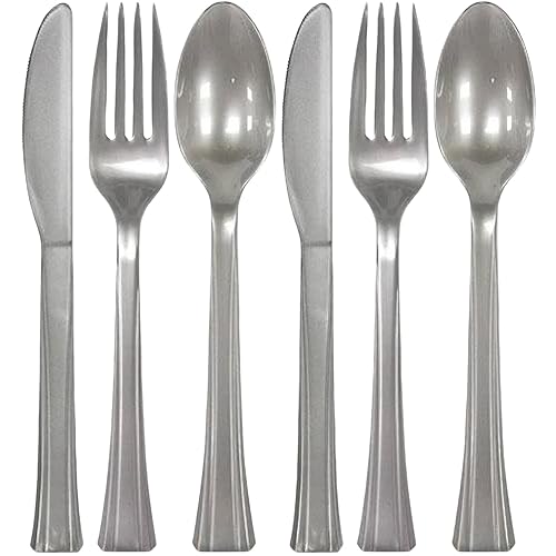 Assorted Silver Plastic Cutlery (Pack of 24) Elegant, Durable