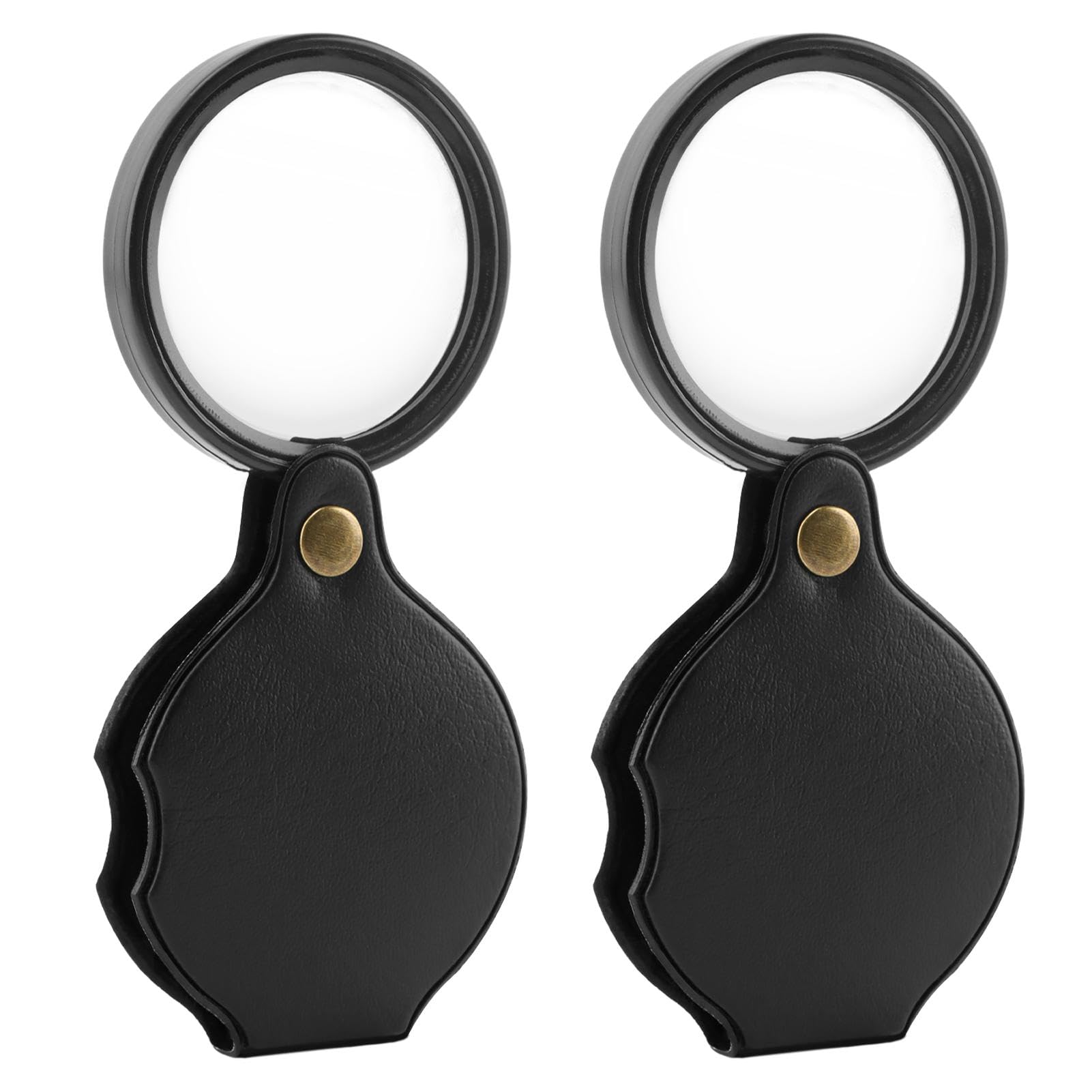 Photo 1 of QKDS 20X Pocket Magnifier, 2pcs Small Pocket Magnify Glass, Rotating Folding HD Mini Portable Pocket Magnifier for Seniors Student Reading, Inspection, Coin, Jewelry or Exploring(Black)