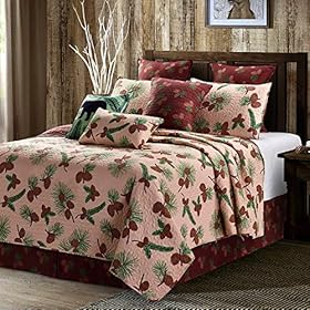Virah Bella 3 Piece Full/Queen Cabin Quilt Bedding Set - Forest Pines - Rustic Country Reversible Patchwork Comforter… 61uq14fV LL