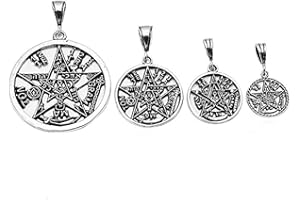 Blue Apple Co. Pentagram Pendant Tetragrammaton Charm Solid Oxidize Design 925 Sterling Silver Religious Pagan Star Shape