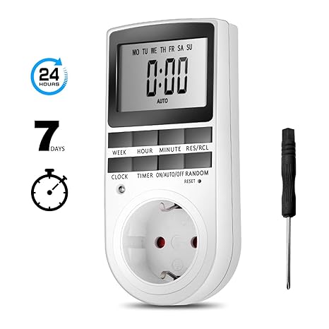 vitutech Digitale Zeitschaltuhr, Zeitschaltuhr Steckdose LCD-Display Elektrische Digital Timer mit 10 programmierbaren Schalt