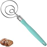 U-Taste 12.6in Danish Dough Whisk: 18/8 Stainless Steel Heavy-Duty Sourdough Mixer Tool, Food Grade Dutch Style Seamless Bread Wisk, Sturdy for Mixing, Stirring, Kneading Thick Batter (Aqua Sky)