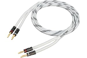 InnoStars 14 AWG Speaker Cable Wire with Gold-Plated Banana Tip Plugs (3 Feet) - 99.99% Oxygen-Free Copper (OFC), in-Wall CL2