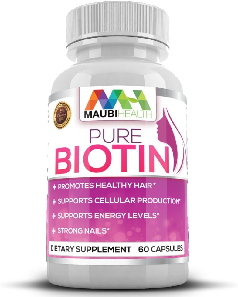 Pure Biotin Dietary Supplement 60 Capsules for Hair, Nails & Skin | Soft Veggie Liquid Caps | Promote Hair Growth, Strengthen Your Nails, Trigger Metabolic Rate & Boost Overall Health
