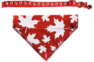 Pets Canada Malpe Leaf Bandana, Handmade Over-the-Collar Dogs and Cats Bandana, Canada Day Patriotic Clothes for Pets (S, Wit