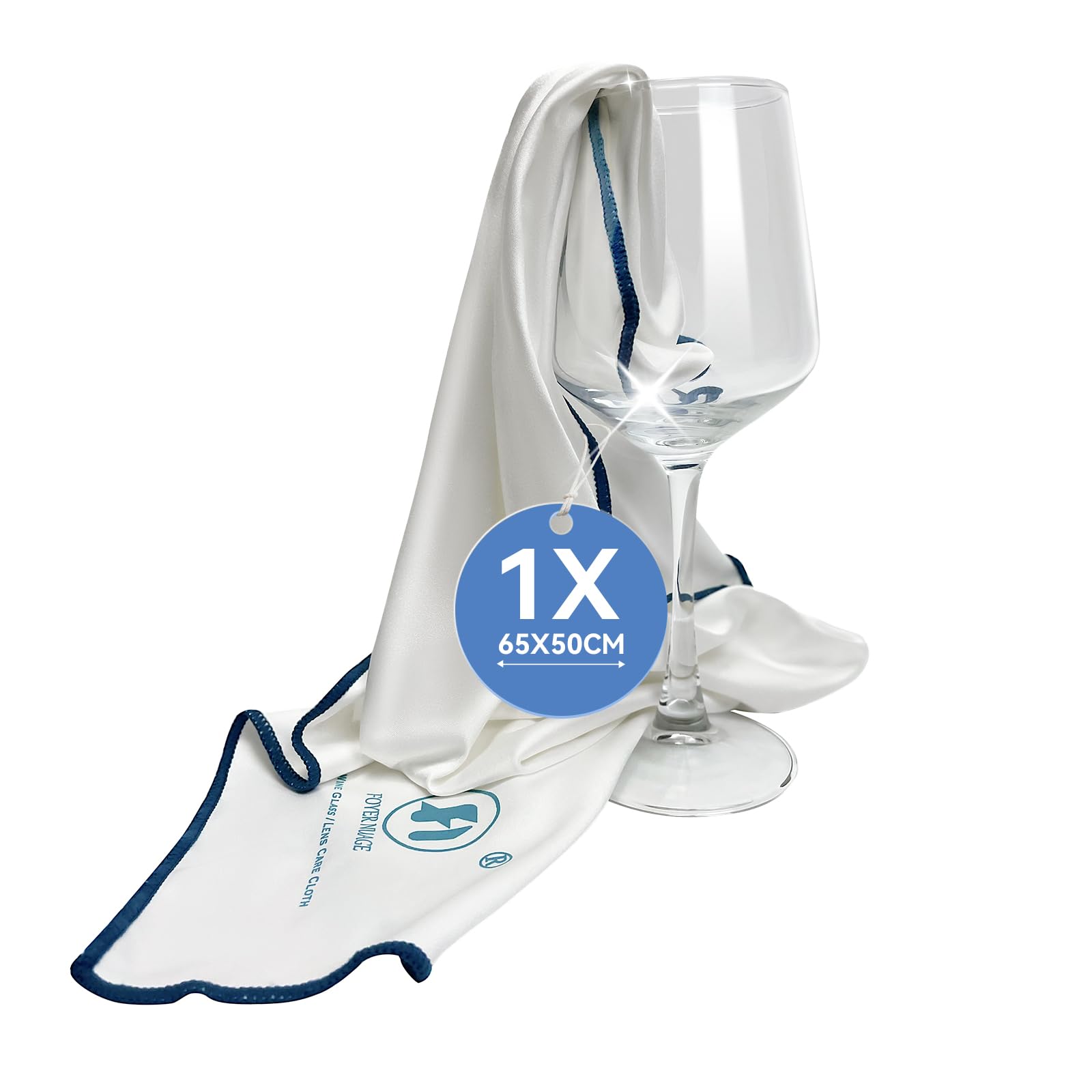 Foyer Nuage Microfibre Cleaning Cloths, 65 X 50cm Large Lint Free Glass Polishing Cloths for Glasses, Glassware, Stemware, Lens (White, 65 x 50 cm 1pcs)