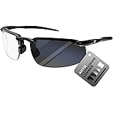 Birdz Skyline Auto-Darkening Safety Glasses Photochromic Transitional Sunglasses Black w/Anti-Fog and UV Protection ANSI Z87.1+